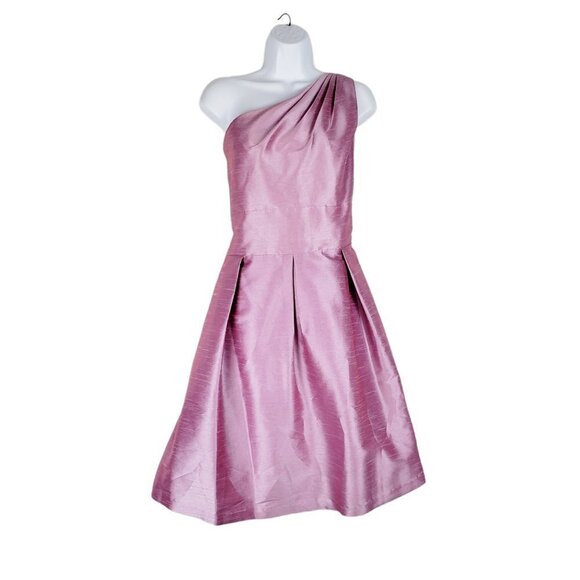 Alfred Sung One Shoulder Cocktail Dress Pink Laced Back Fit & Flare Size Large - Picture 1 of 7